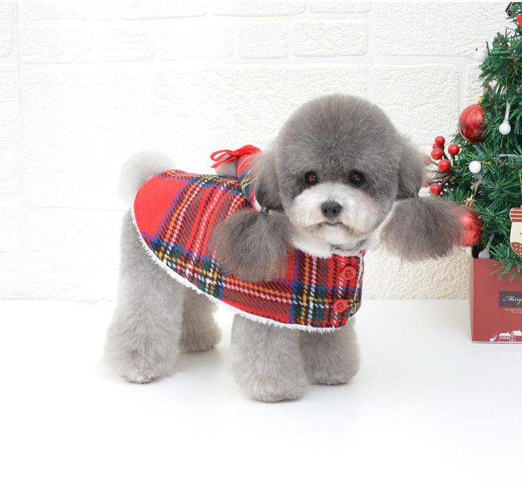 Festive Knitted Turtleneck Dog Sweater - Cozy Christmas Red Plaid Pet Winter Coat