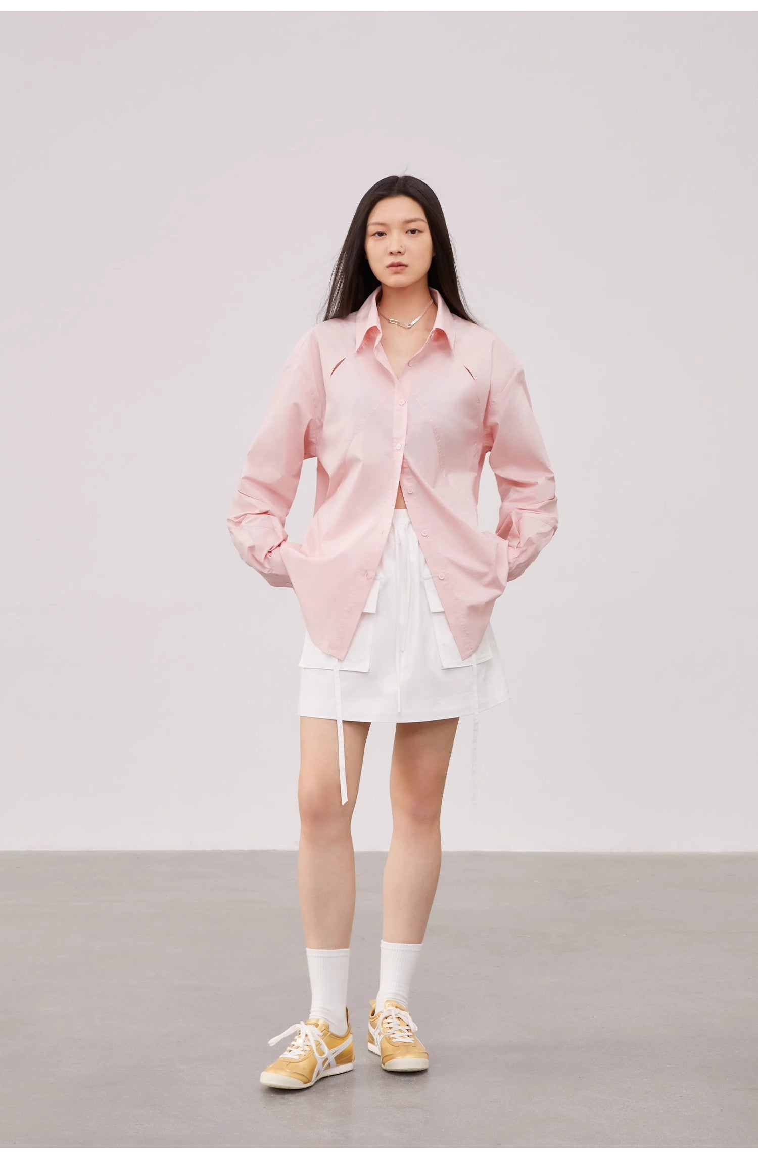 Tencel jacquard striped long-sleeved shirt jacket women's loose top"Spring and Summer Prank"