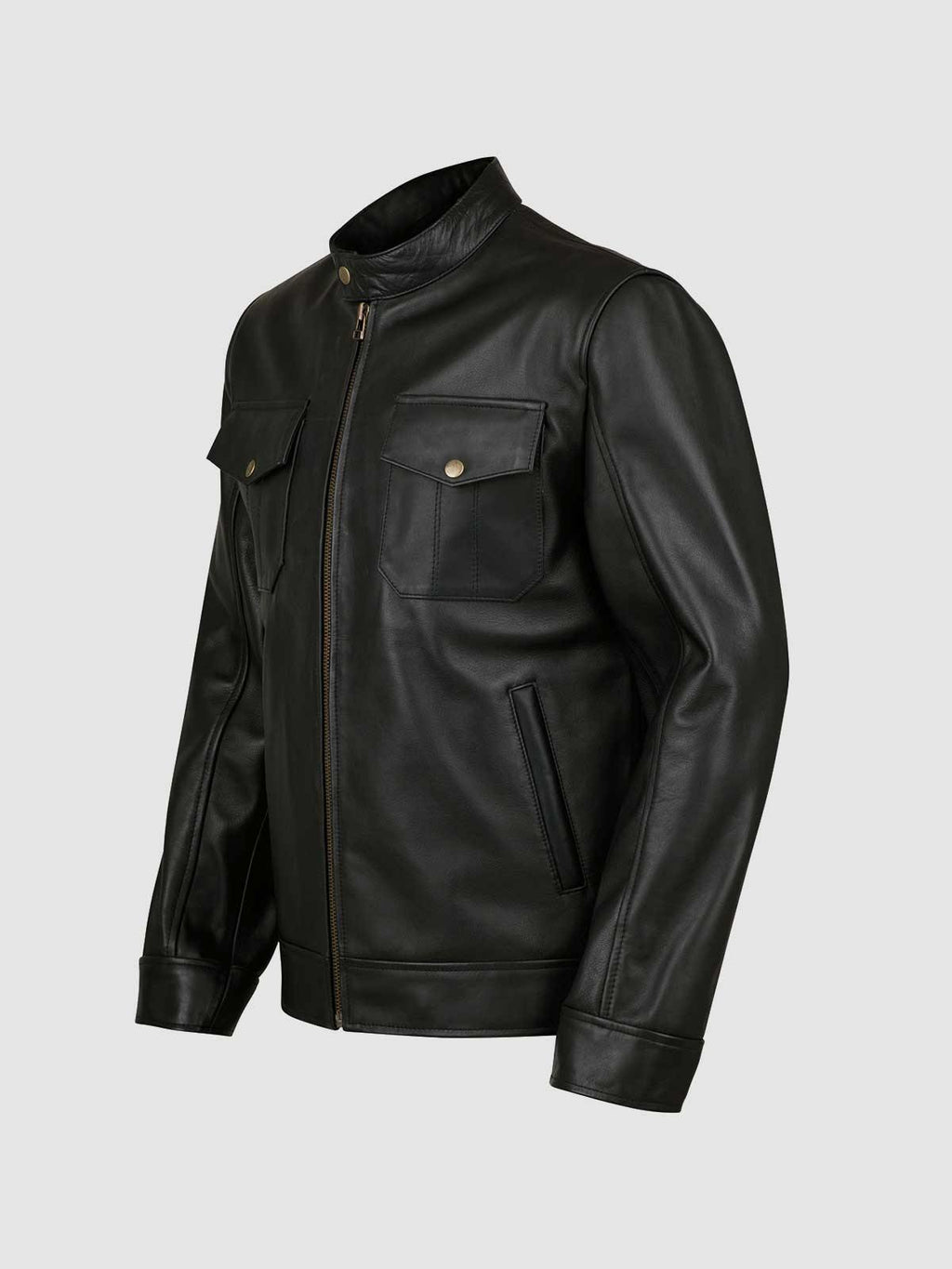 4 Pocket Black Leather Jacket