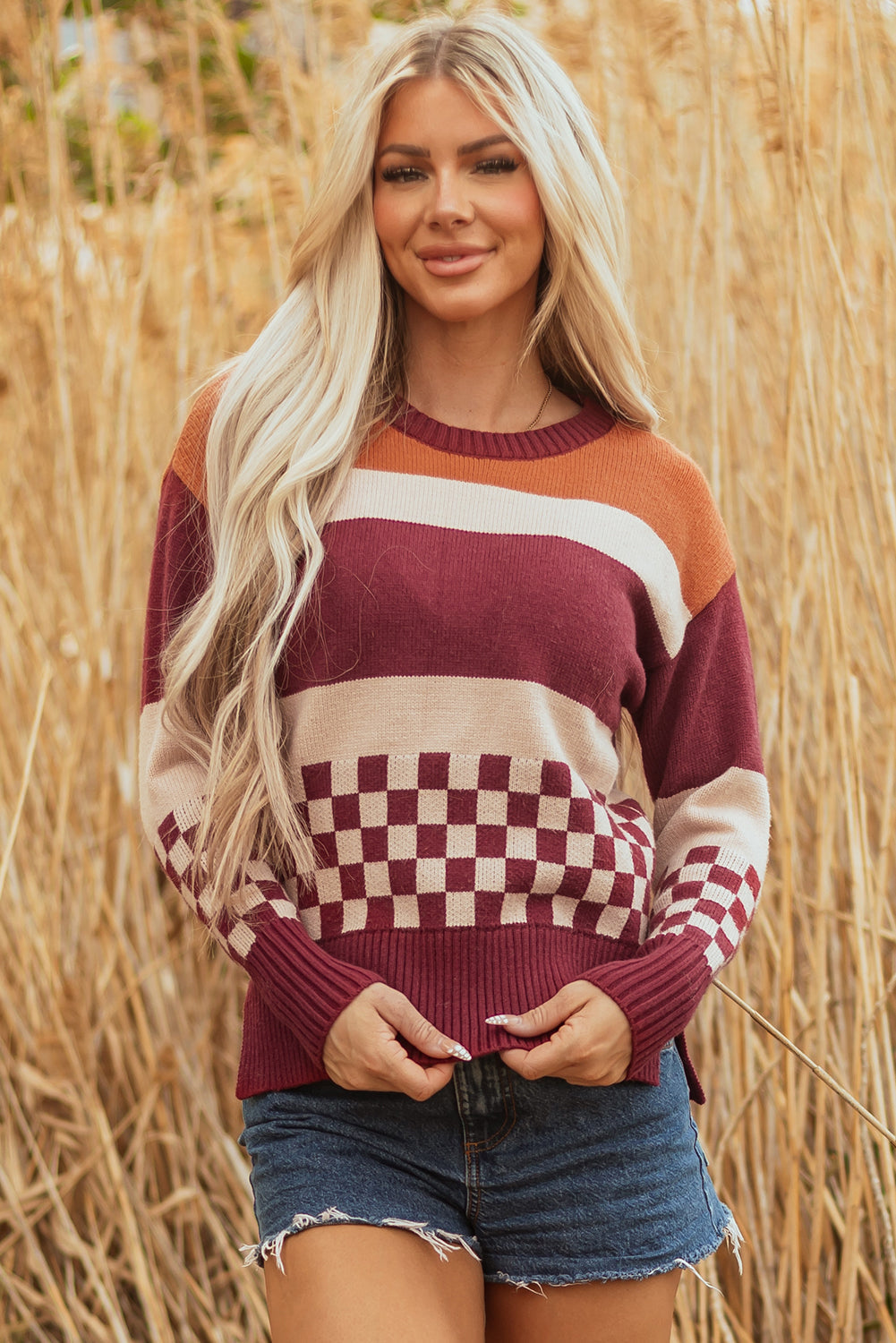 Noelle Checkered Knitted Sweater
