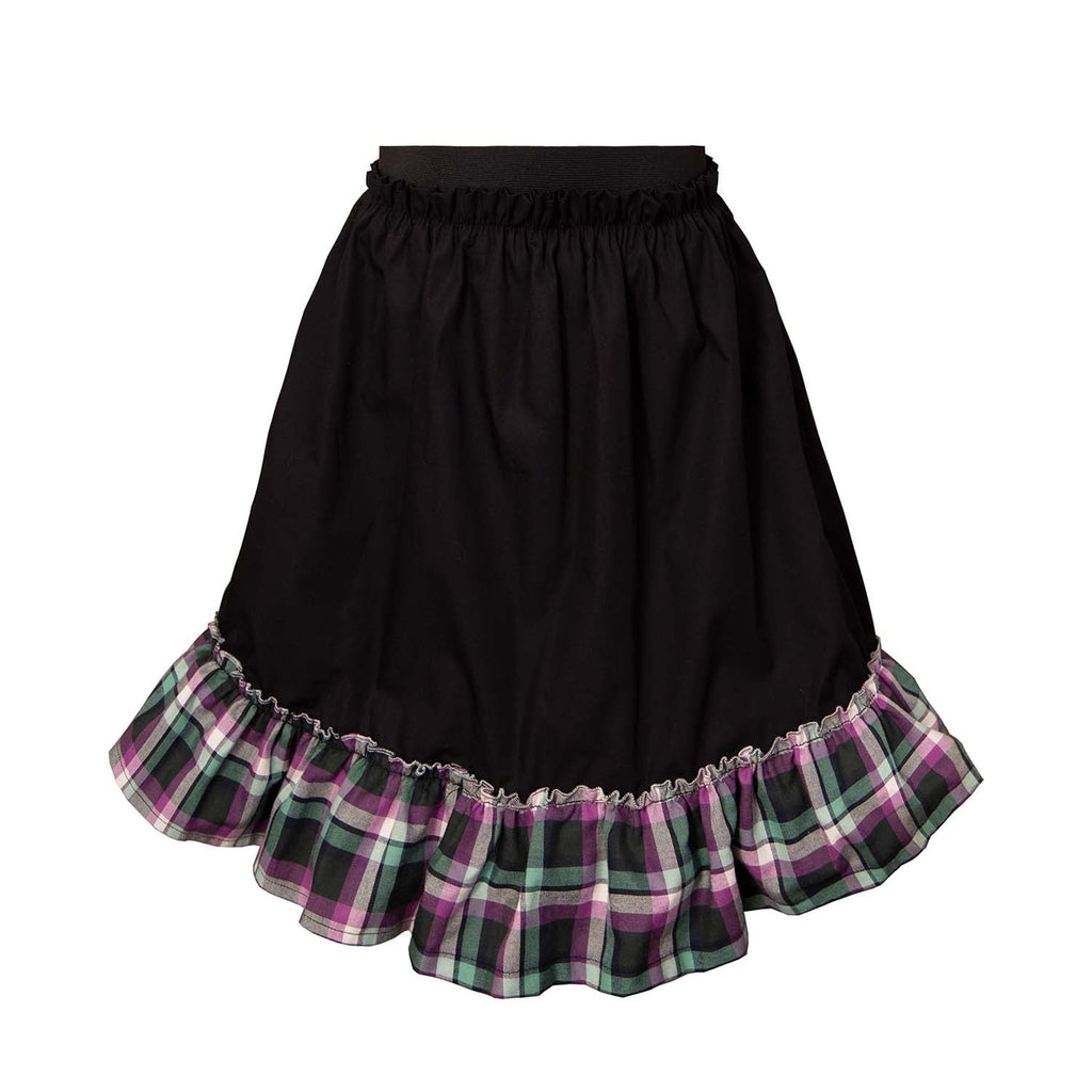 Black Skirt with Tartan Detail in Red & Green