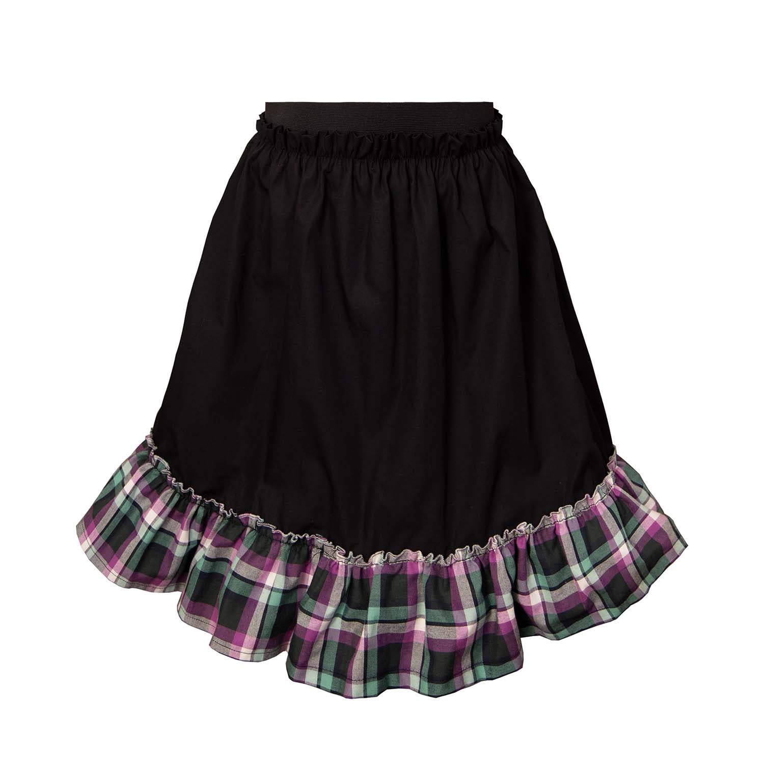 Black Skirt with Tartan Detail in Red & Green