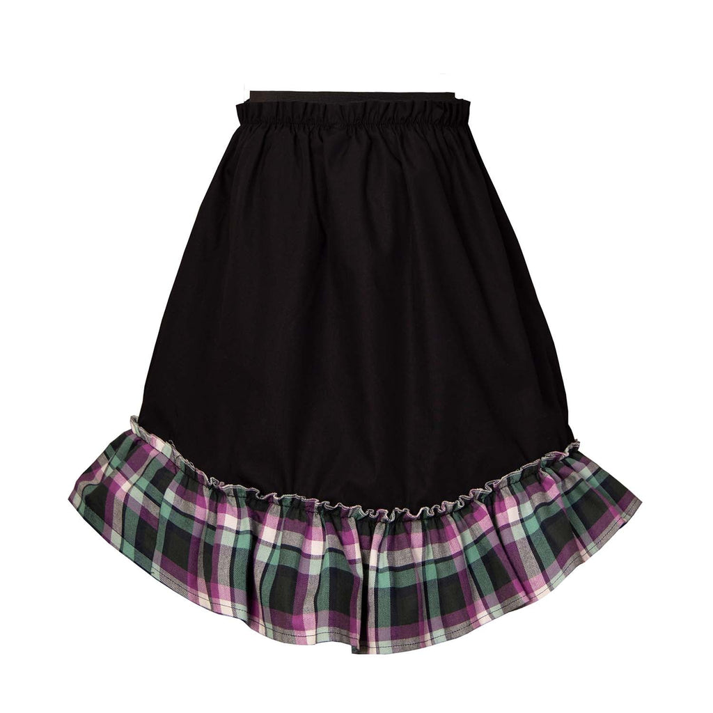Black Skirt with Tartan Detail in Red & Green