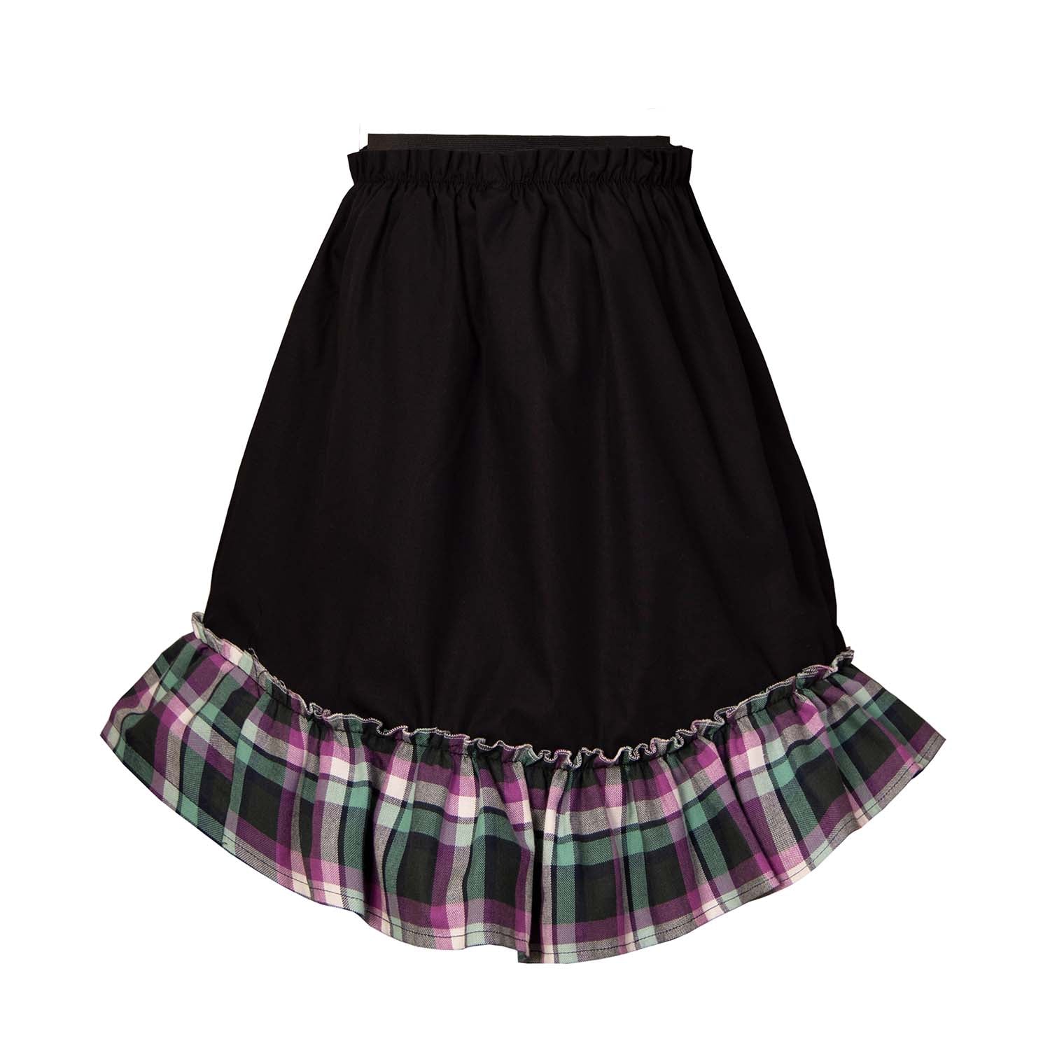 Black Skirt with Tartan Detail in Red & Green