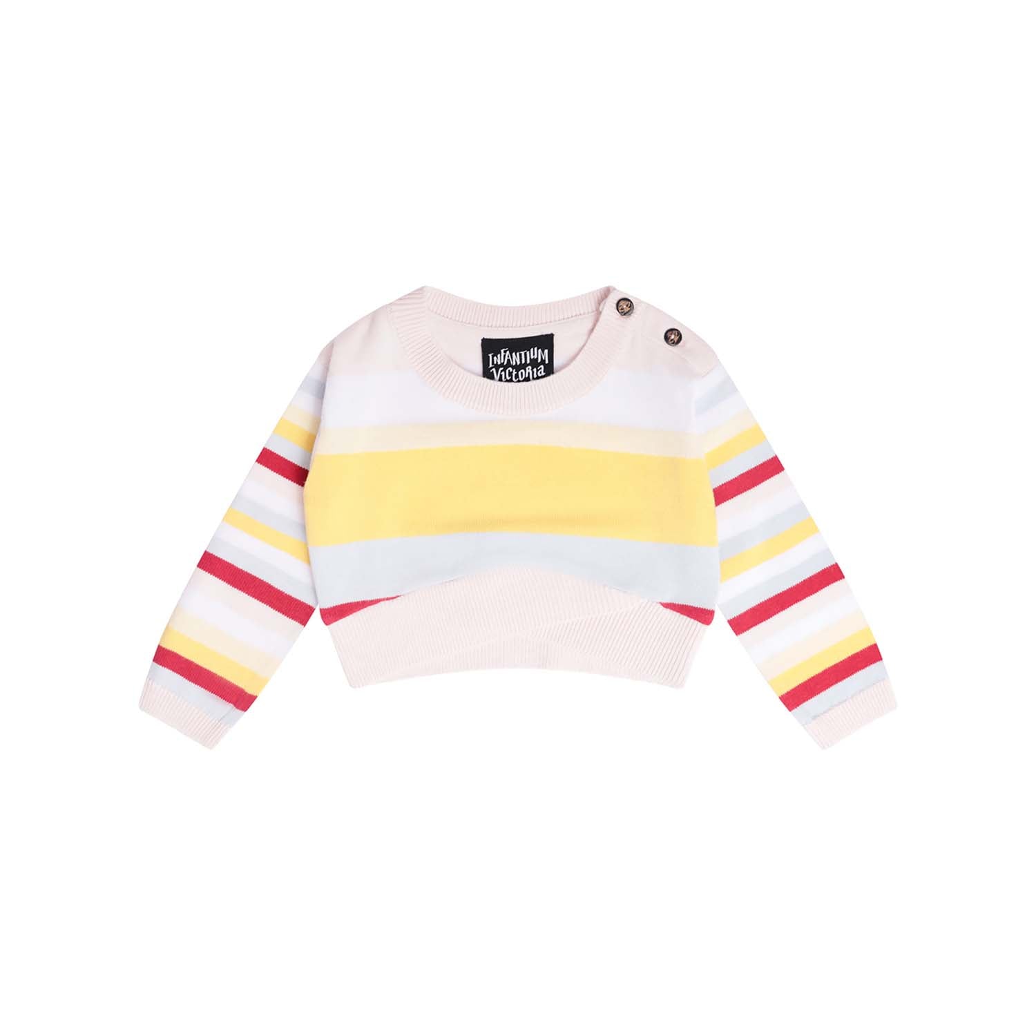 Knitted Baby Sweater in Pastel Stripes