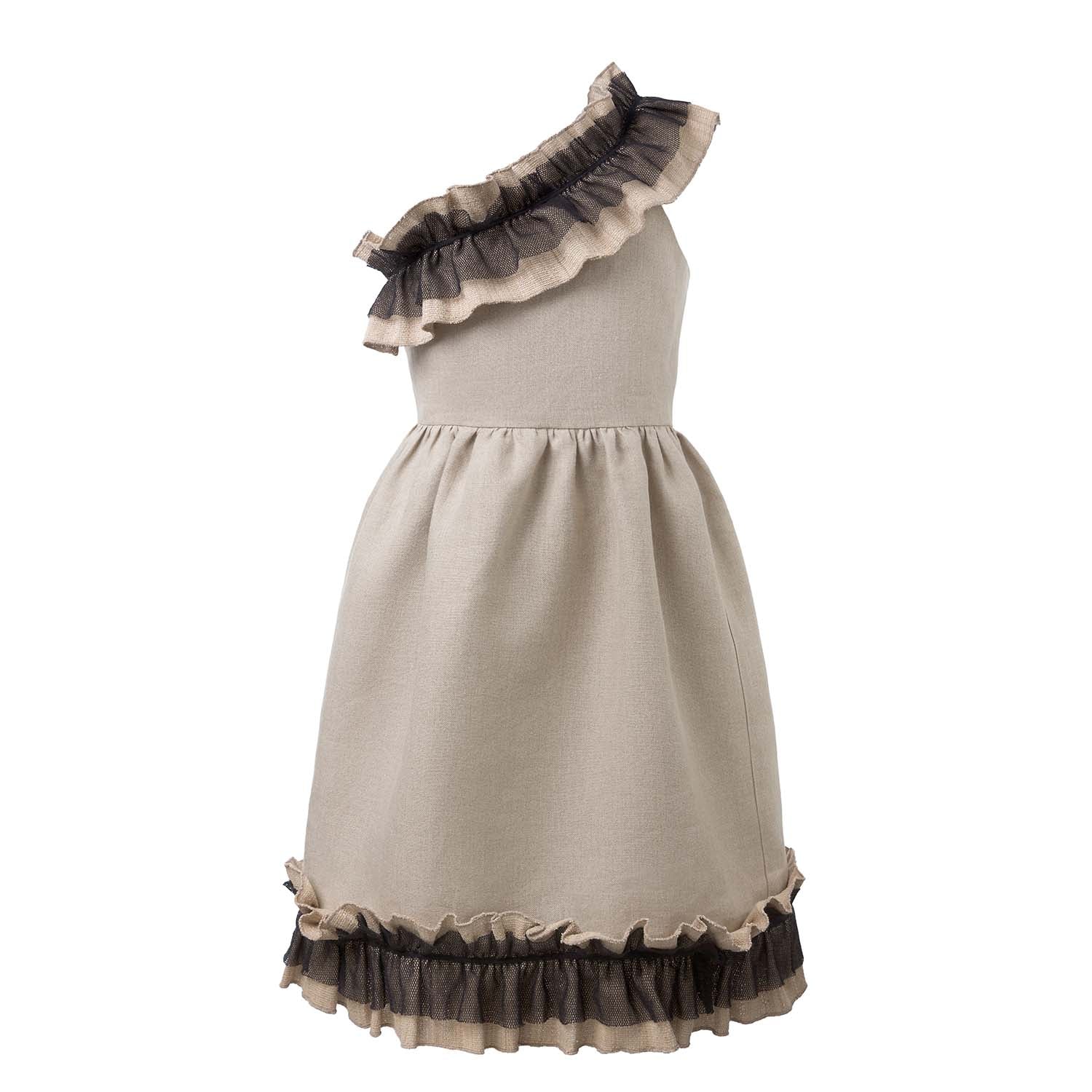 World Exclusive Limited Edition Linen Dress with Lotus Silk Details