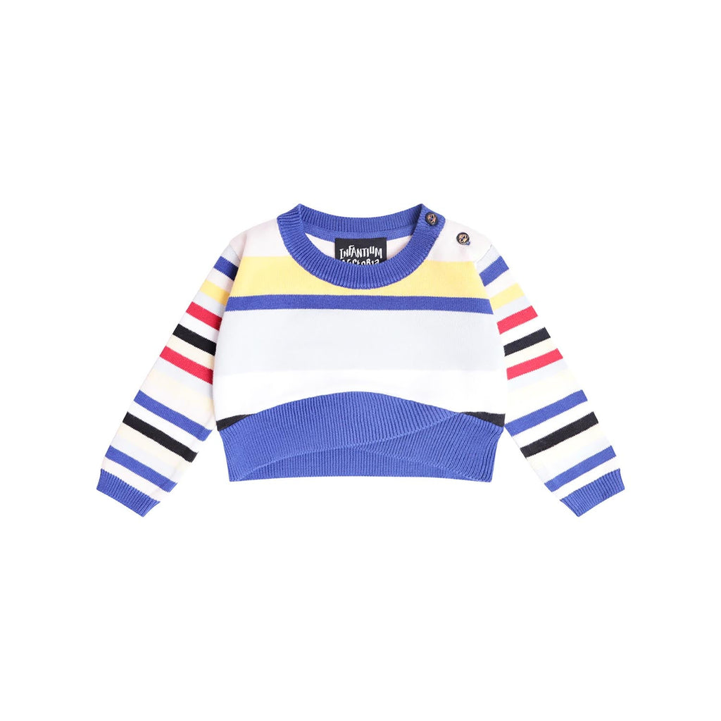 Knitted Baby Sweater in Bright Stripes