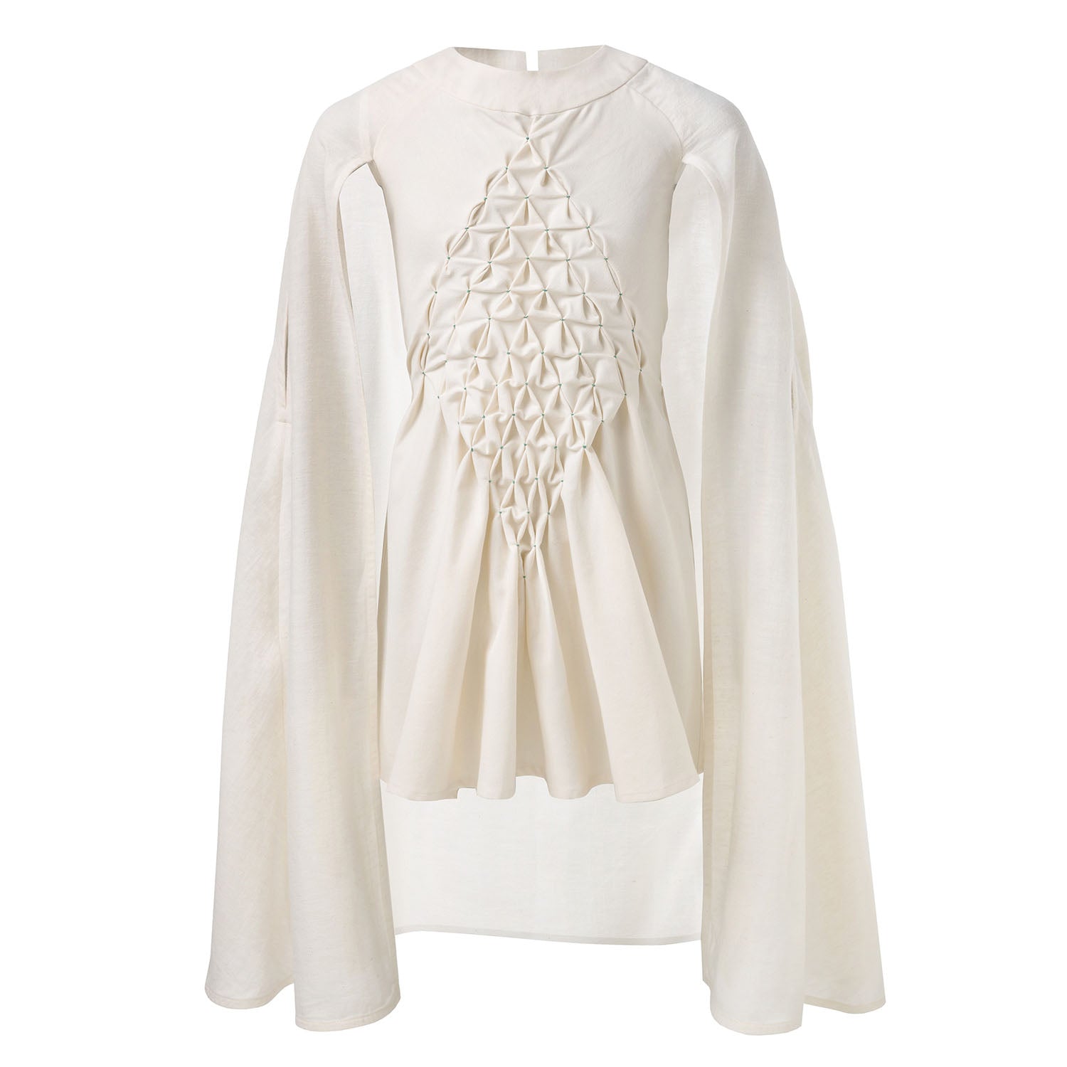 White Smock Dress for Girls with Vegan Cashmere Cape