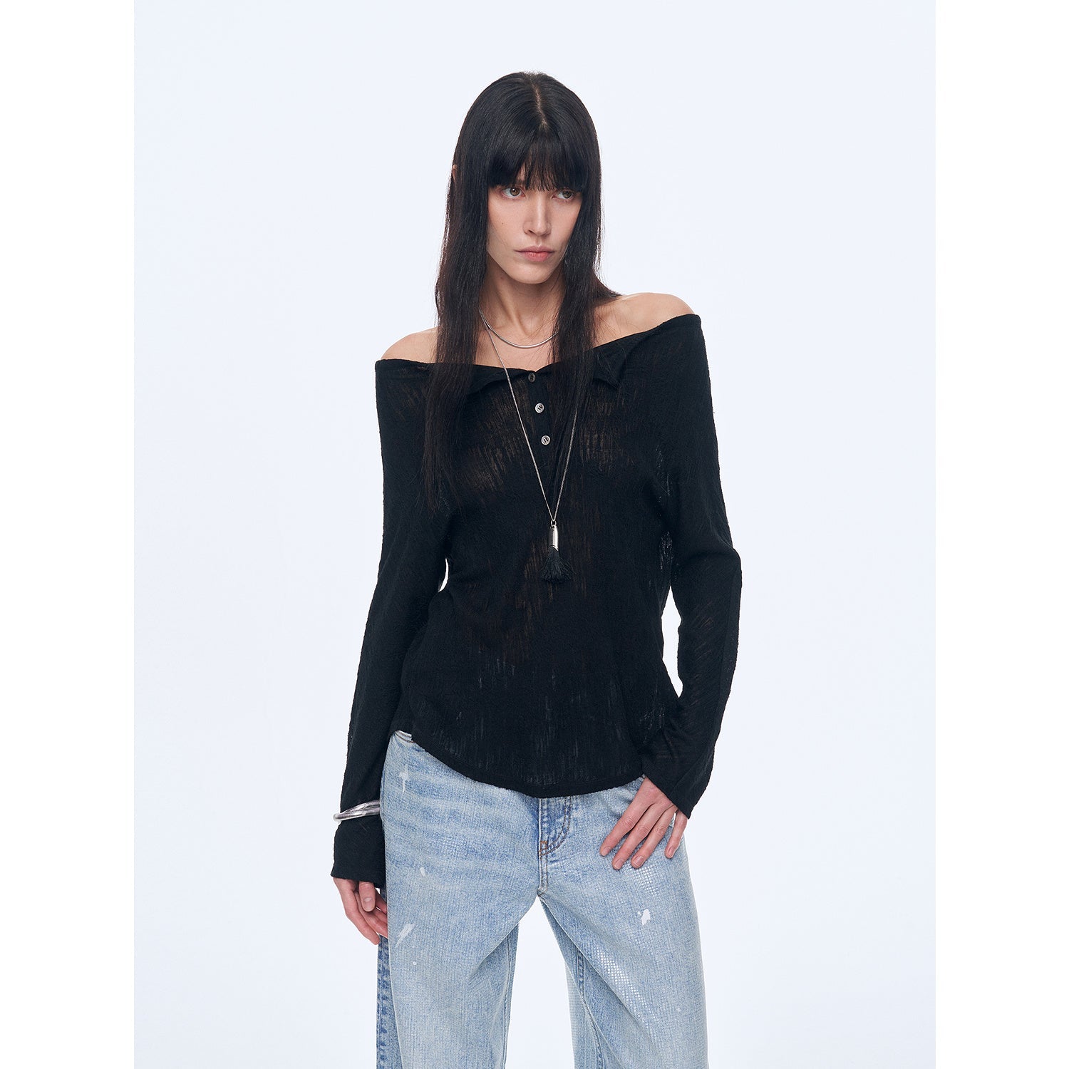 "Fashion Law" Casual One-shoulder Raglan Sleeve T-shirt Top