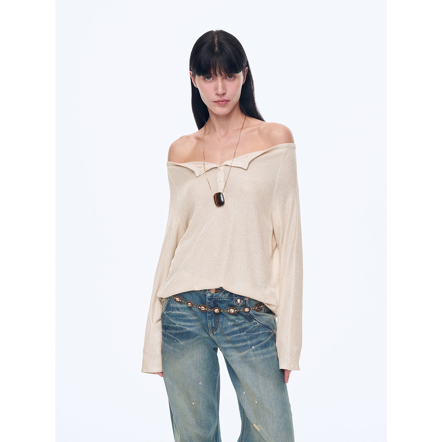 "Fashion Law" Casual One-shoulder Raglan Sleeve T-shirt Top
