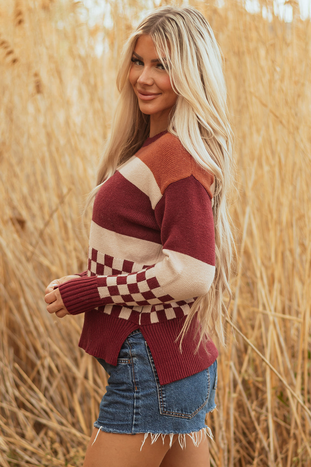 Noelle Checkered Knitted Sweater