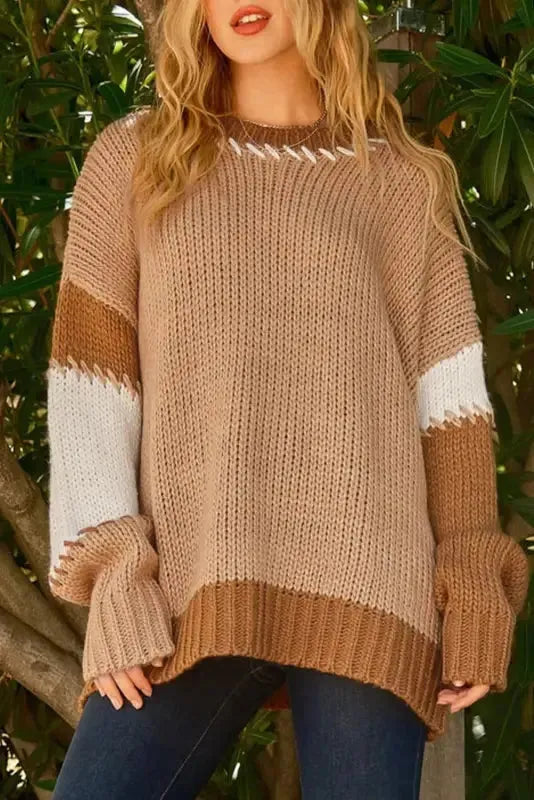 Contrast Stitch Oversized Sweater
