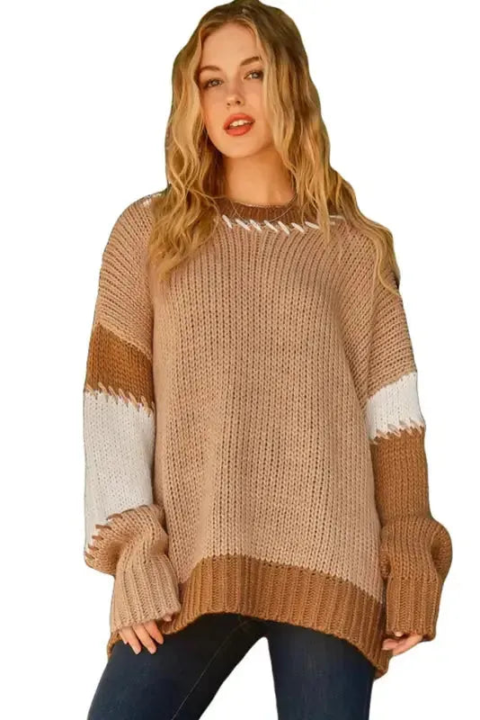 Contrast Stitch Oversized Sweater