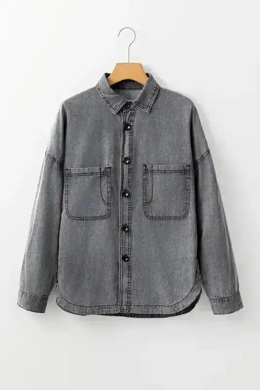 Patched Pocket Split Denim Jacket