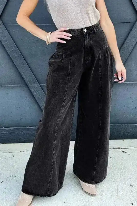 Slate Elegance Wide Leg Jeans