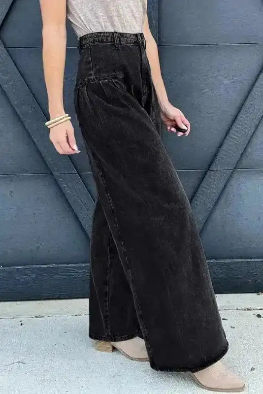 Slate Elegance Wide Leg Jeans