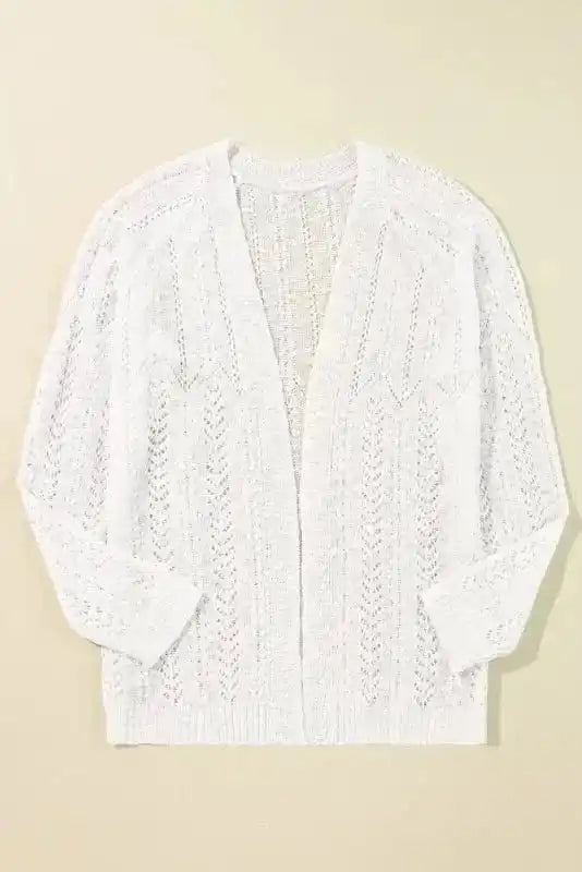 Cozy Comfort Plus Size White Eyelet Cardigan