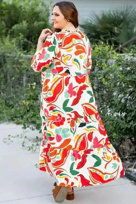 Orange Floral Plus Size Dress
