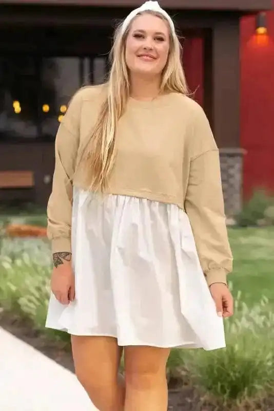 Ruffled Apricot Chic Dress - Plus Size