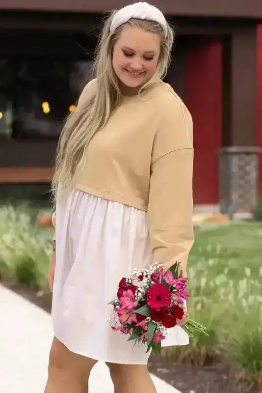 Ruffled Apricot Chic Dress - Plus Size