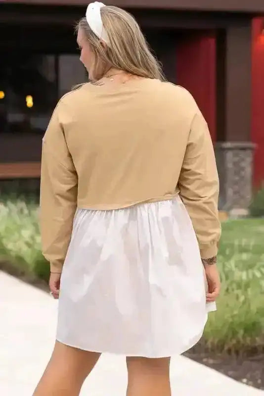 Ruffled Apricot Chic Dress - Plus Size