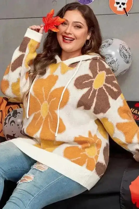 BlossomCozy Plus-Size Hooded Sweater