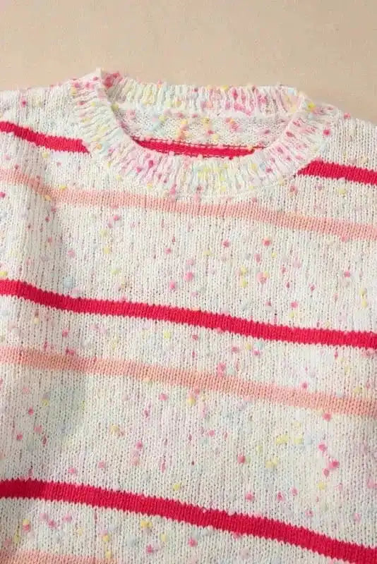 Cozy Pink Stripe Plus Size Sweater