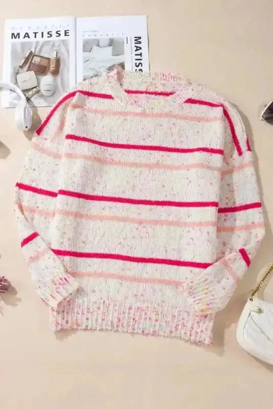 Cozy Pink Stripe Plus Size Sweater