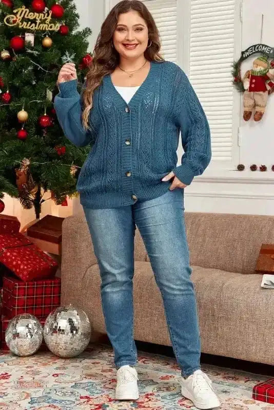 CozyComfort Plus Size Open Knit Cardigan