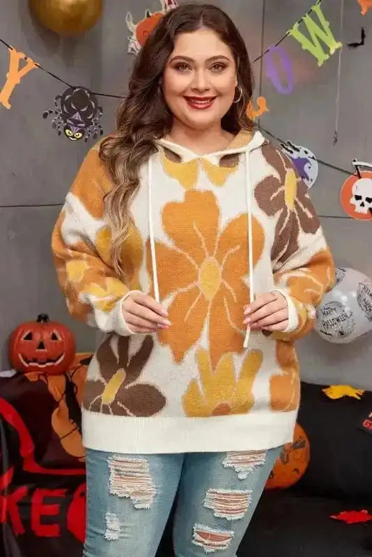 BlossomCozy Plus-Size Hooded Sweater