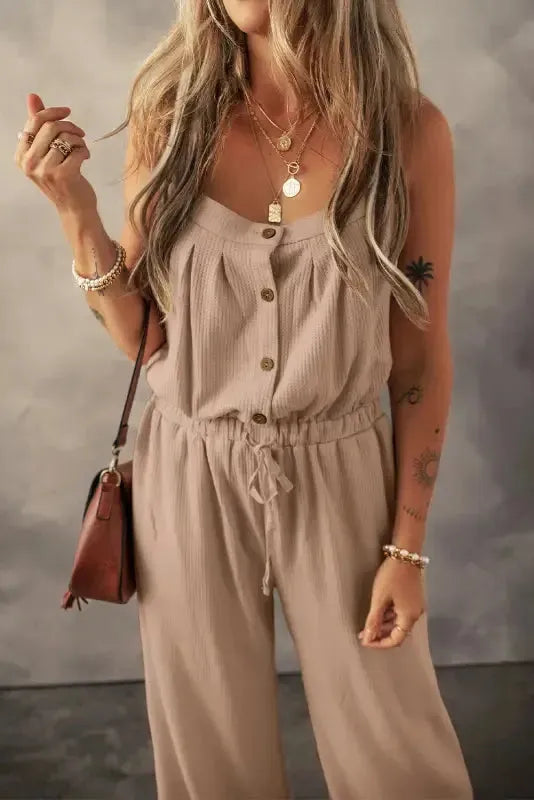 Knotted Straps Textured Jumpsuit