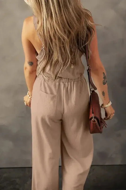 Knotted Straps Textured Jumpsuit