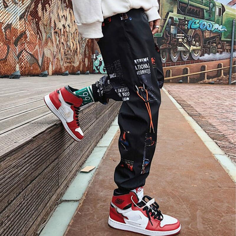 Hip hop Pants Men Loose Joggers Print Streetwear Harem Pants Big Size S-3XL Casual Harajuku Funny Print Ankle length Trousers
