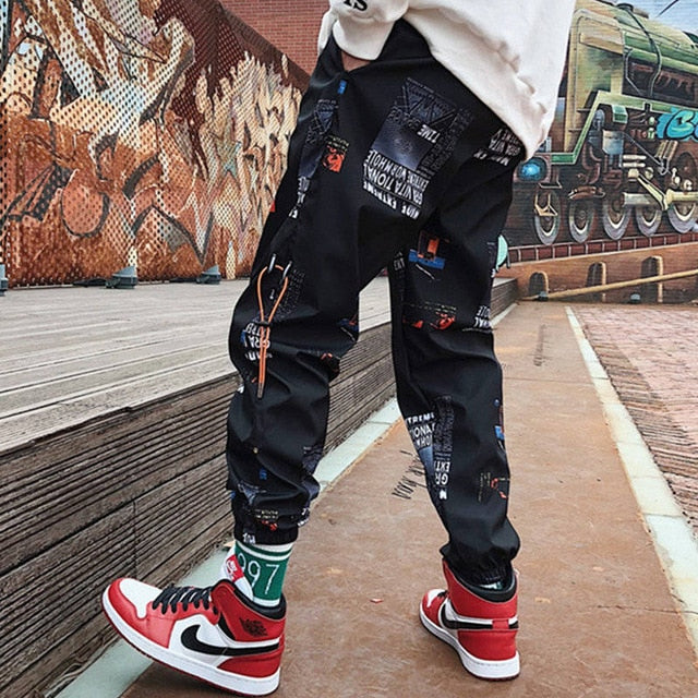 Hip hop Pants Men Loose Joggers Print Streetwear Harem Pants Big Size S-3XL Casual Harajuku Funny Print Ankle length Trousers