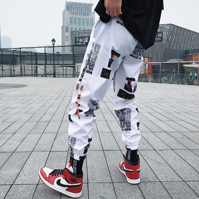 Hip hop Pants Men Loose Joggers Print Streetwear Harem Pants Big Size S-3XL Casual Harajuku Funny Print Ankle length Trousers