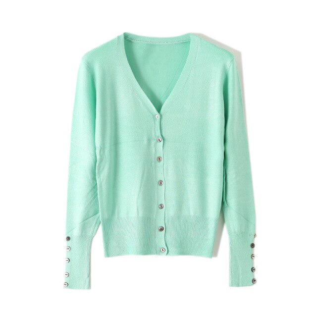 High Quality Shell Cufflinks Knitted Cardigan Shirt Top Female Loose  Shawl Autumn Women&#39;s Sweater Jacket