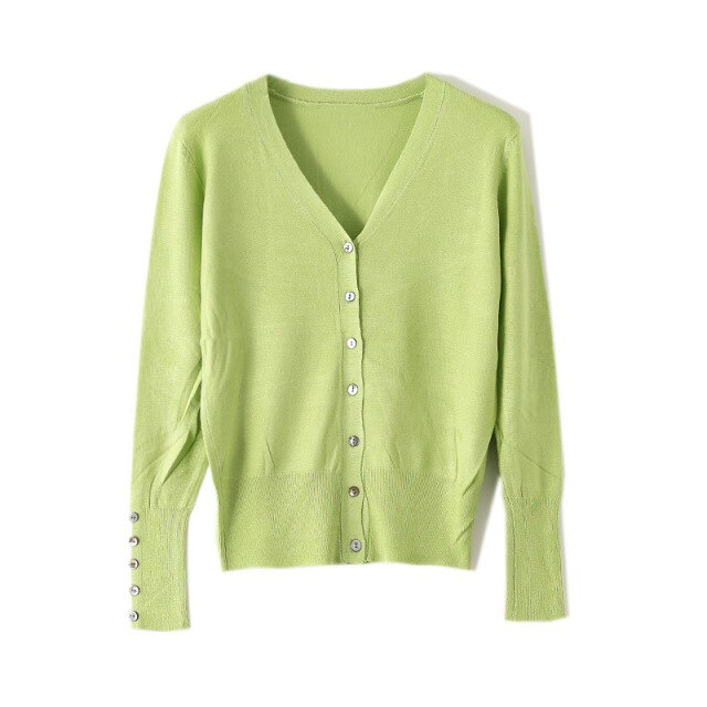 High Quality Shell Cufflinks Knitted Cardigan Shirt Top Female Loose  Shawl Autumn Women&#39;s Sweater Jacket