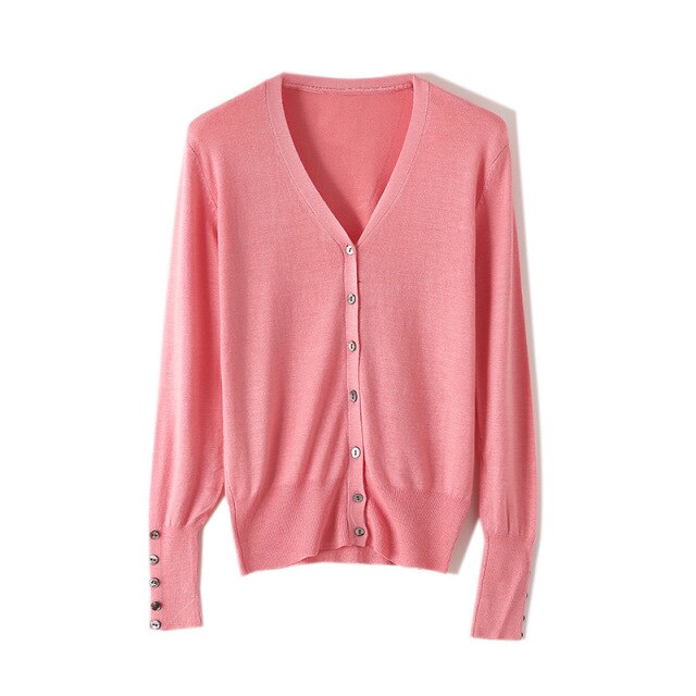 High Quality Shell Cufflinks Knitted Cardigan Shirt Top Female Loose  Shawl Autumn Women&#39;s Sweater Jacket