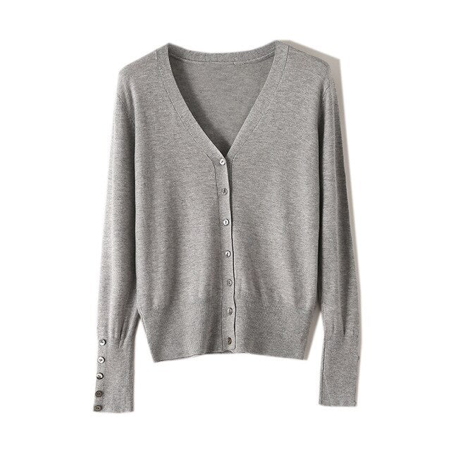 High Quality Shell Cufflinks Knitted Cardigan Shirt Top Female Loose  Shawl Autumn Women&#39;s Sweater Jacket