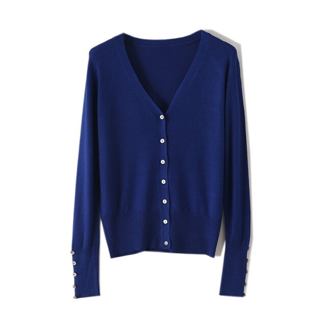 High Quality Shell Cufflinks Knitted Cardigan Shirt Top Female Loose  Shawl Autumn Women&#39;s Sweater Jacket