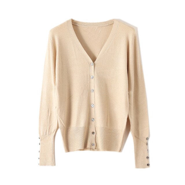 High Quality Shell Cufflinks Knitted Cardigan Shirt Top Female Loose  Shawl Autumn Women&#39;s Sweater Jacket