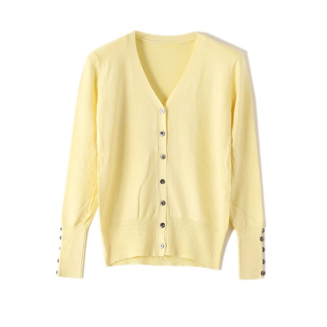 High Quality Shell Cufflinks Knitted Cardigan Shirt Top Female Loose  Shawl Autumn Women&#39;s Sweater Jacket