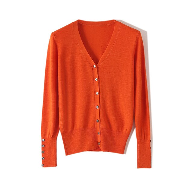 High Quality Shell Cufflinks Knitted Cardigan Shirt Top Female Loose  Shawl Autumn Women&#39;s Sweater Jacket