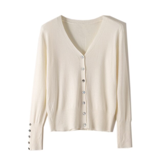 High Quality Shell Cufflinks Knitted Cardigan Shirt Top Female Loose  Shawl Autumn Women&#39;s Sweater Jacket