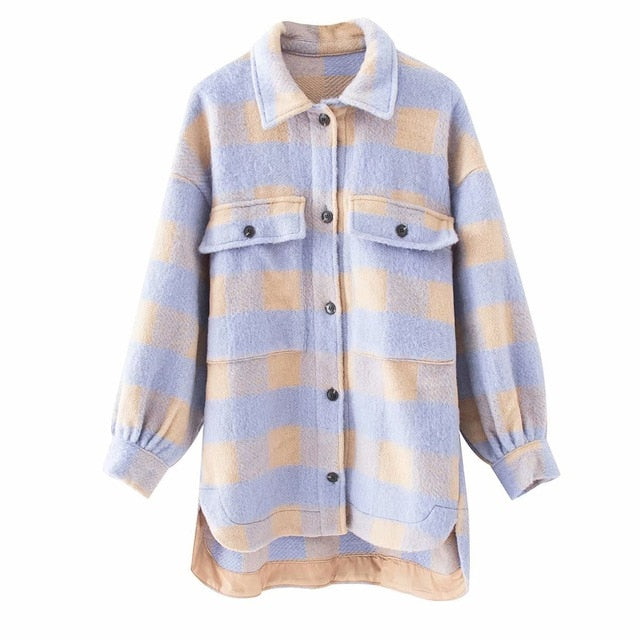 Toppies vintage lattice long jacekt coat women  shirt jacket oversized plus size women jacket