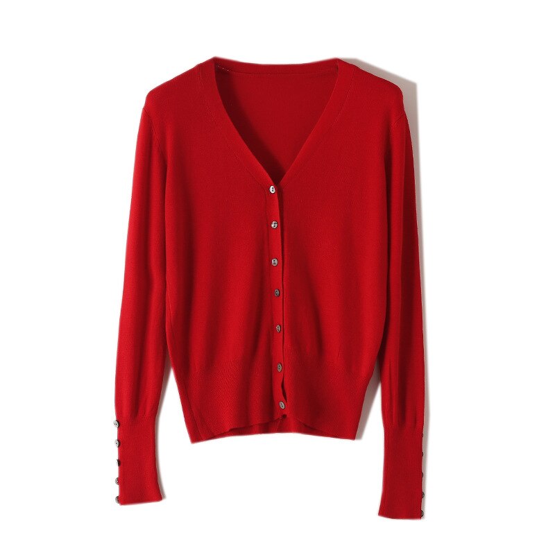 High Quality Shell Cufflinks Knitted Cardigan Shirt Top Female Loose  Shawl Autumn Women&#39;s Sweater Jacket