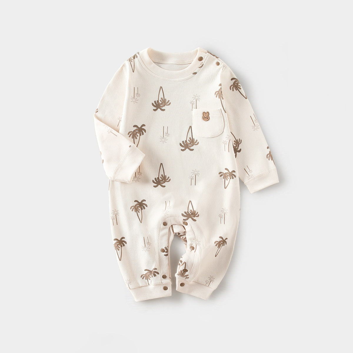 Spring Arrival Baby Unisex Long Sleeves Simple Pattern Rompers