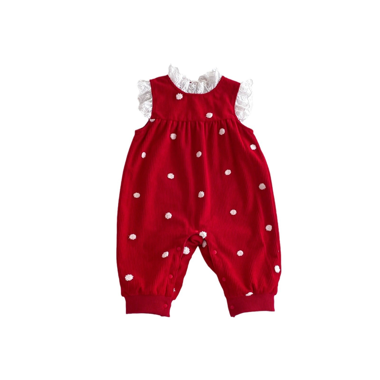 Sping and Winter Arrival Baby Cute Polka Dots Warm Fleece Sleeveless Rompers Vest