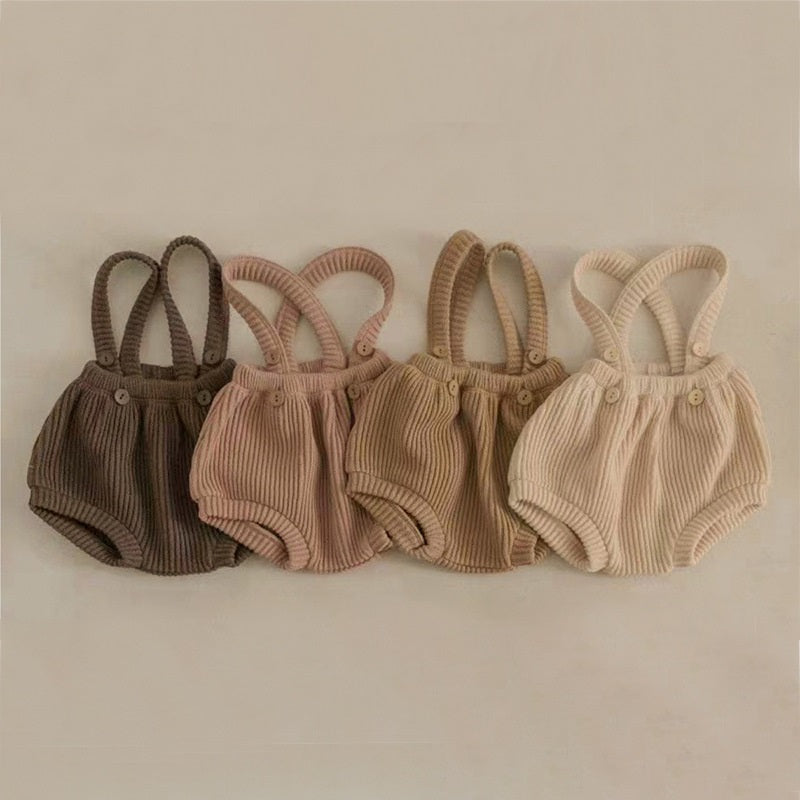 Infant Baby Kids Boys And Girls 3-Color Solid Color Simple Strap Overalls