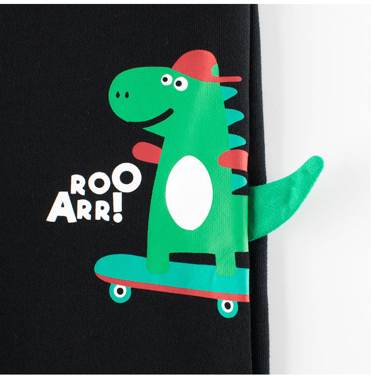 Children Boys Dinosaur Skating Cartoon Sports Trousers With Pockets